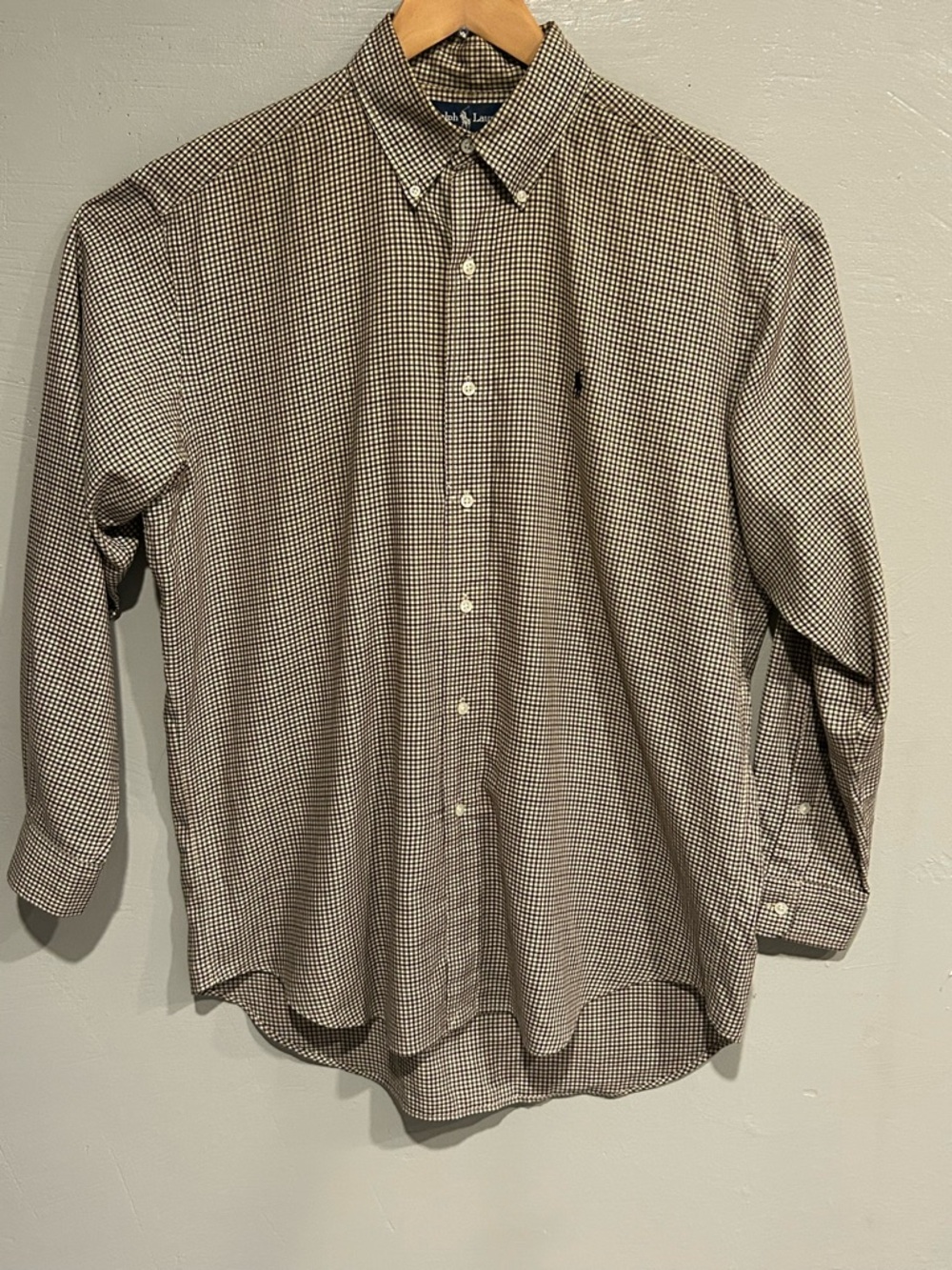 Polo by Ralph Lauren Brown and White Gingham Button-Down Shirt